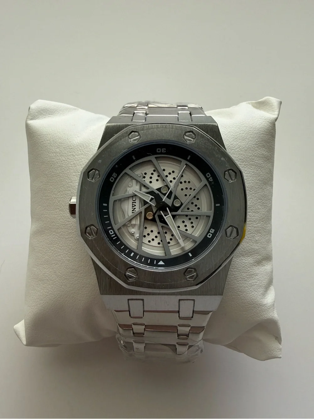 NEW Invicta Speedway Rim 69486 Men’s 42mm Silver Skeleton Stainless Steel Watch